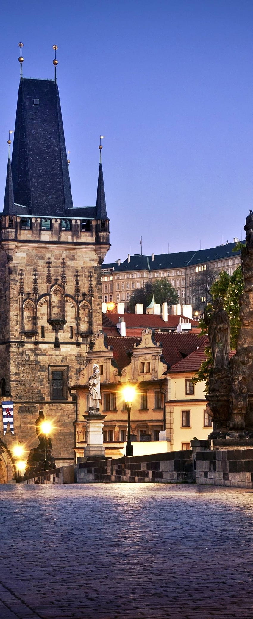 プラハ、カレル橋、チェコ共和国 解像度、都市、背景 - デン、プラハ カレル橋 HD電話の壁紙