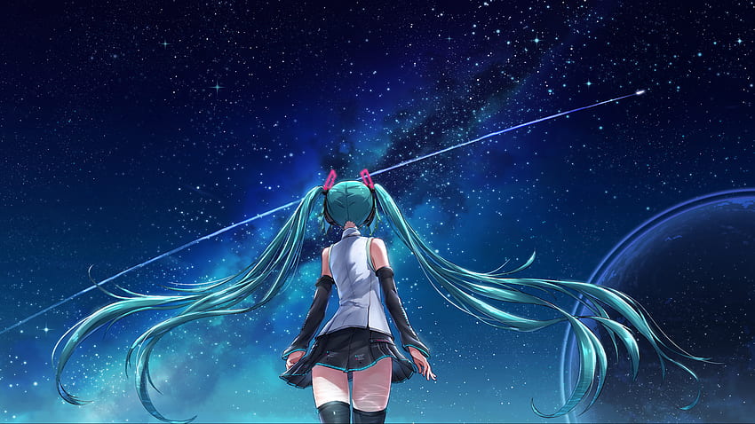 Wallpaper Anime Girl With Blue Hair Hatsune Miku Anime Anime Girl Miku  Hatsune Background  Download Free Image
