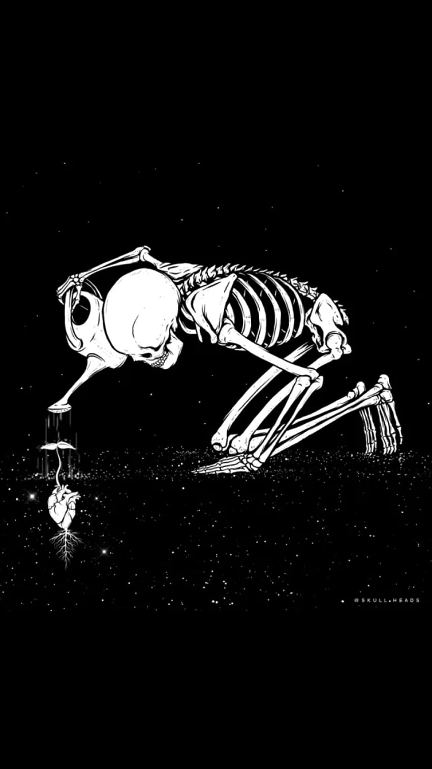 Untitled in 2020. Skeleton drawing, Skull , Skeleton art, Sad Skull HD telefon duvar kağıdı