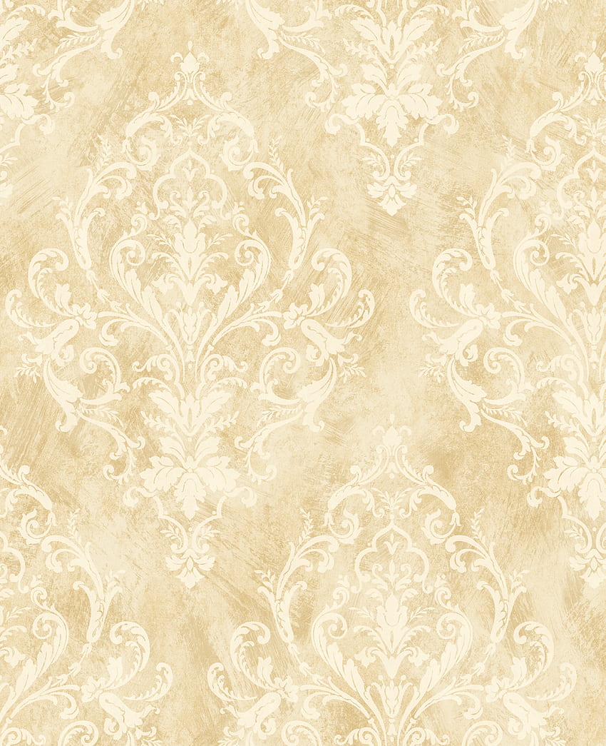 Desain Victorian Damask Gold Cream Vintage Morris wallpaper ponsel HD