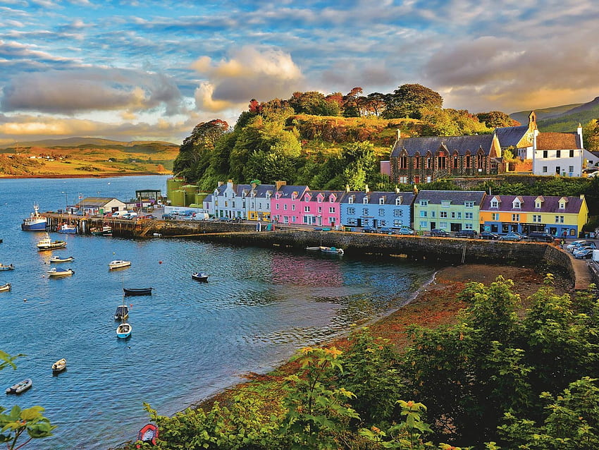 Portree - Isola di Skye - Scozia, Highlands scozzesi, Scozia, Portree, Isola di Skye, Isole scozzesi Sfondo HD