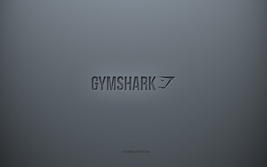 Лого на Gymshark, сив творчески фон, емблема на Gymshark, текстура на сива хартия, Gymshark, сив фон, лого на Gymshark 3d HD тапет