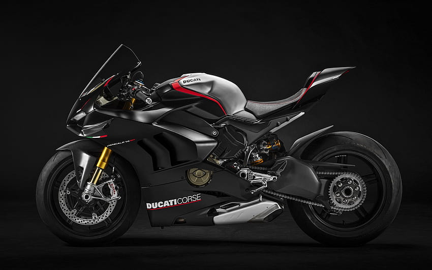 Ducati Panigale V4 SP ปี 2021 พื้นหลังสีเข้ม สีดำเข้ม วอลล์เปเปอร์ HD