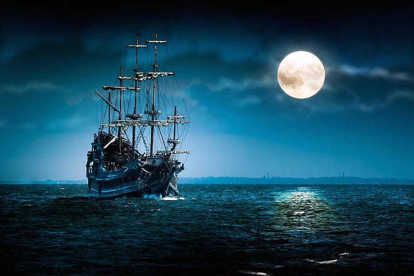 Piratenschiff-Hintergrund. Alte Segelschiffe, Segelschiffe, Segeln, Ehrfürchtiger Pirat HD-Hintergrundbild