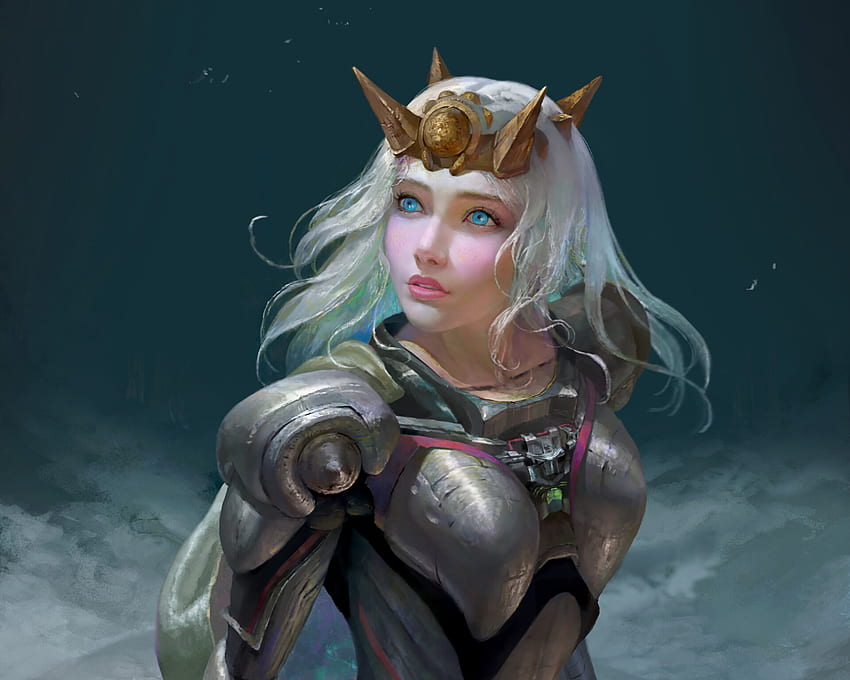 Cyborg Girl, Blonde, Grey, Fantasy, Art, Cyber, Luminos, Armor, Cyborg