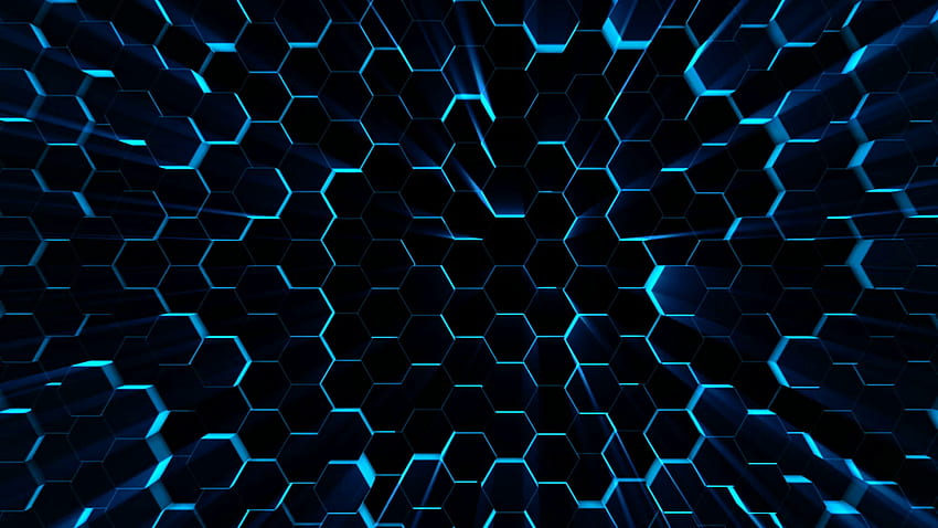 futuristic surface. Neon blue light hexagon pattern. Abstract, Cool Hexagon HD wallpaper