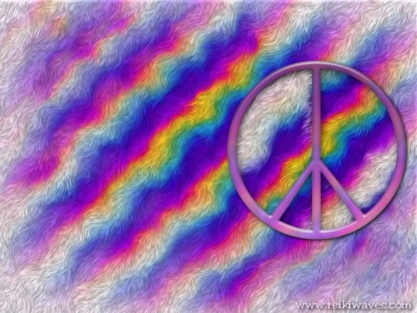 Peace, stripes, squiggles, rainbow, sign, fuzzy, colors HD wallpaper