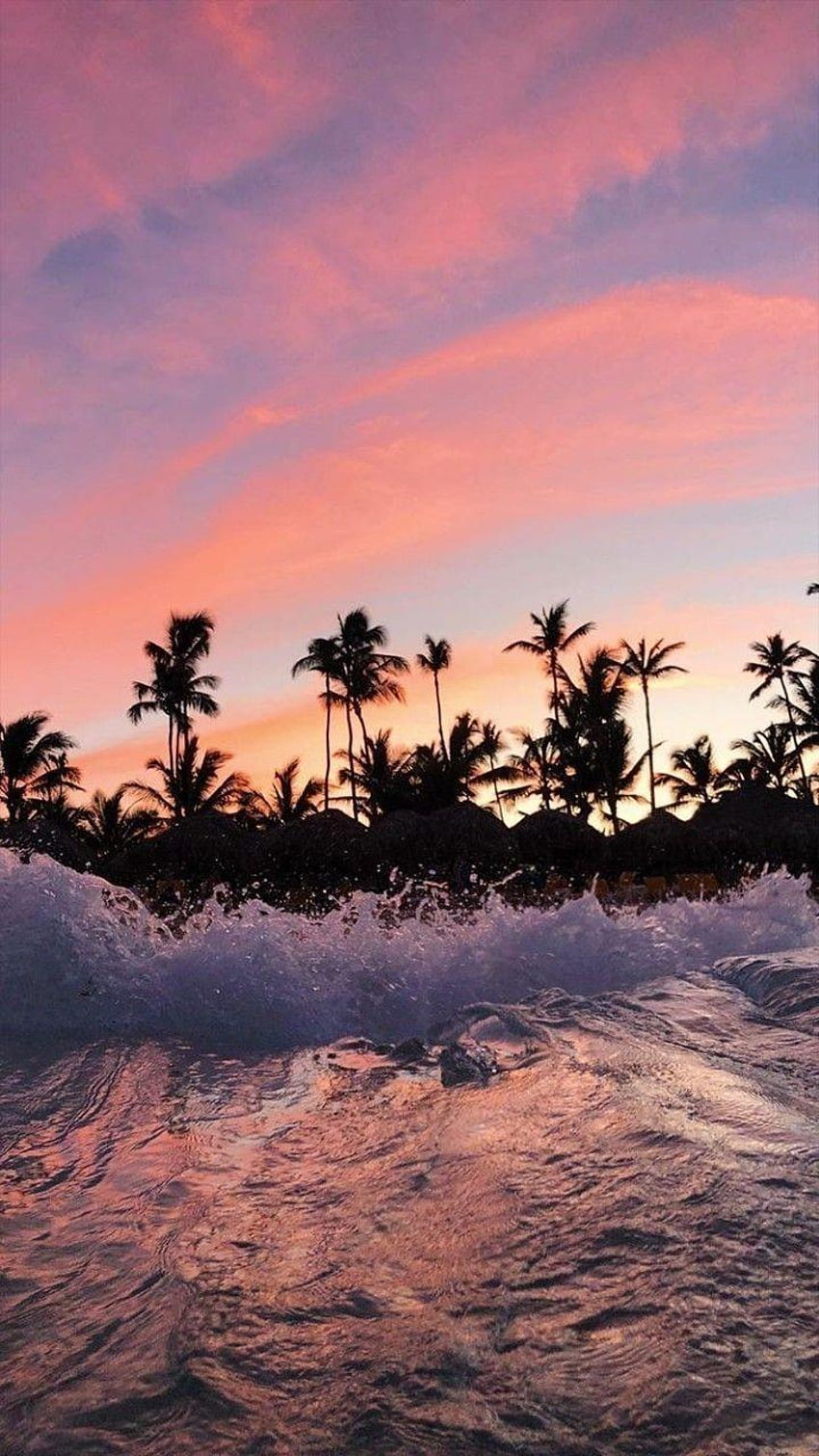 Ästhetischer Strand, rosa Strandästhetik HD-Handy-Hintergrundbild