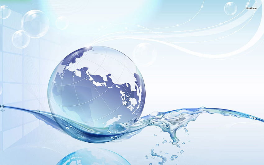 Globe floating on water - Digital Art HD wallpaper
