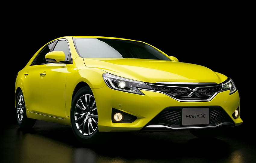 yellow, Toyota, car, black background, Mark X for , section toyota HD wallpaper