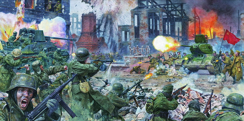 스탈린그라드 공격, 2차 세계대전, Art, Art, Stalingrad, 삽화 HD 월페이퍼