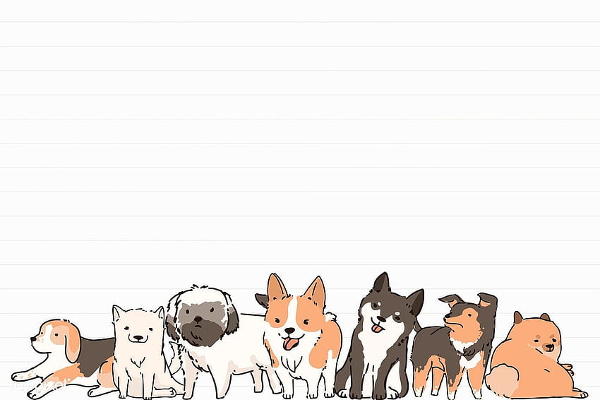 Hundeliebhabermuster gezeichneter Notizpapierschablonenvektor. Prämie von / marinemynt. Hundeschablone, niedlicher Hintergrund, schöne abstrakte Kunst, Cartoon-Hund HD-Hintergrundbild