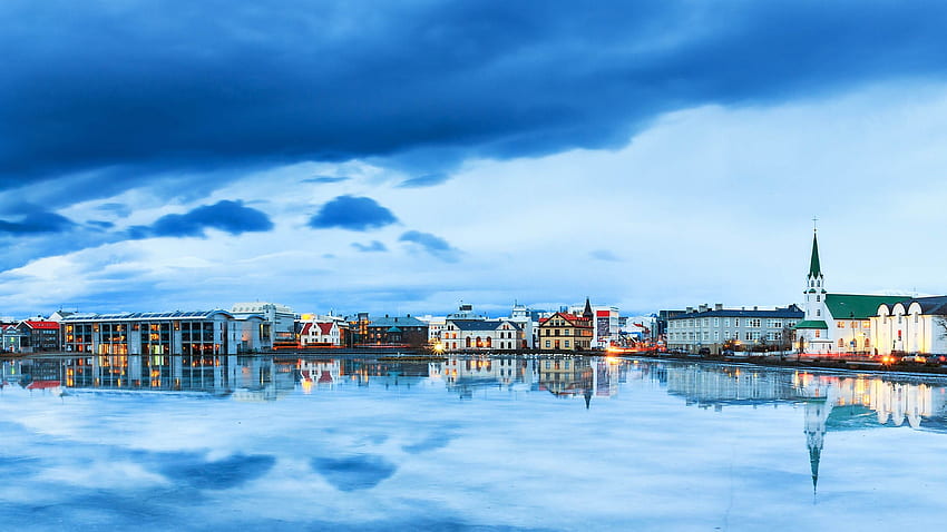 Reykjavik, Iceland, river, sky, , Nature HD wallpaper