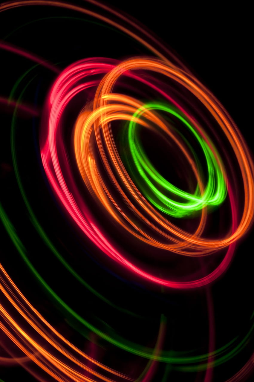 Abstract, Rings, Shine, Light, Multicolored, Motley, Long Exposure HD phone wallpaper