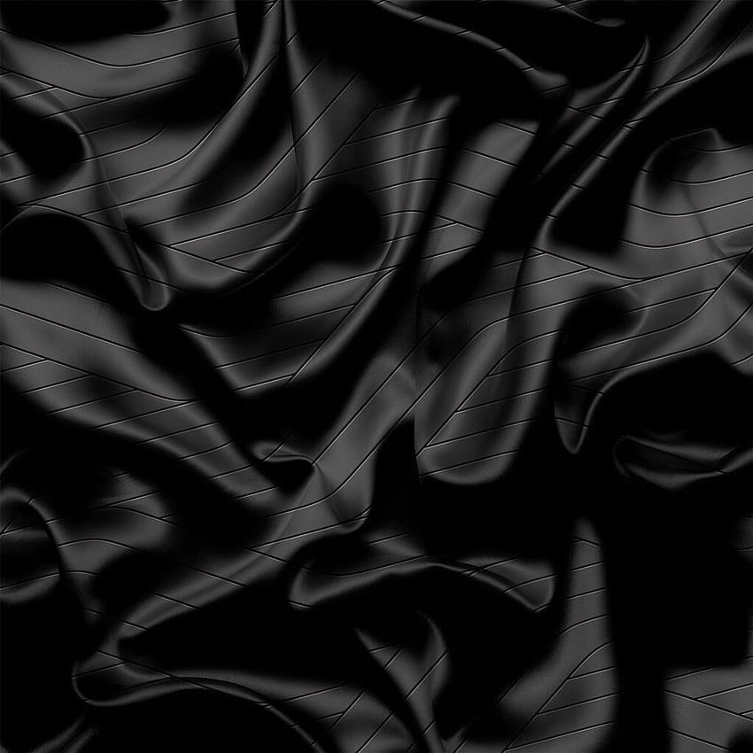サテンシーツ。 黒のテクスチャ背景、黒のサテン生地、織り目加工の背景 HD電話の壁紙
