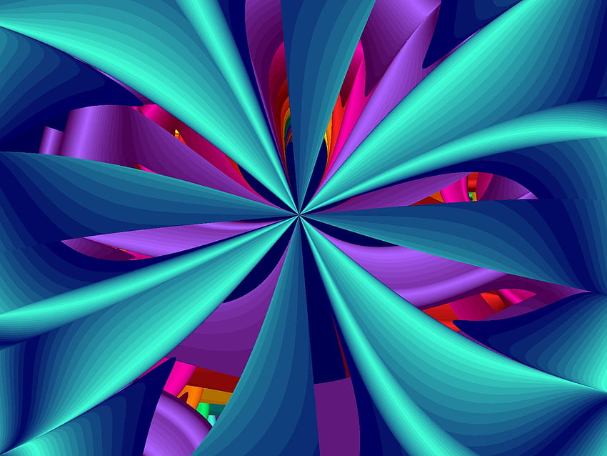 Cyan Windmill , blue, purple, abstract, fractals, MBF HD wallpaper