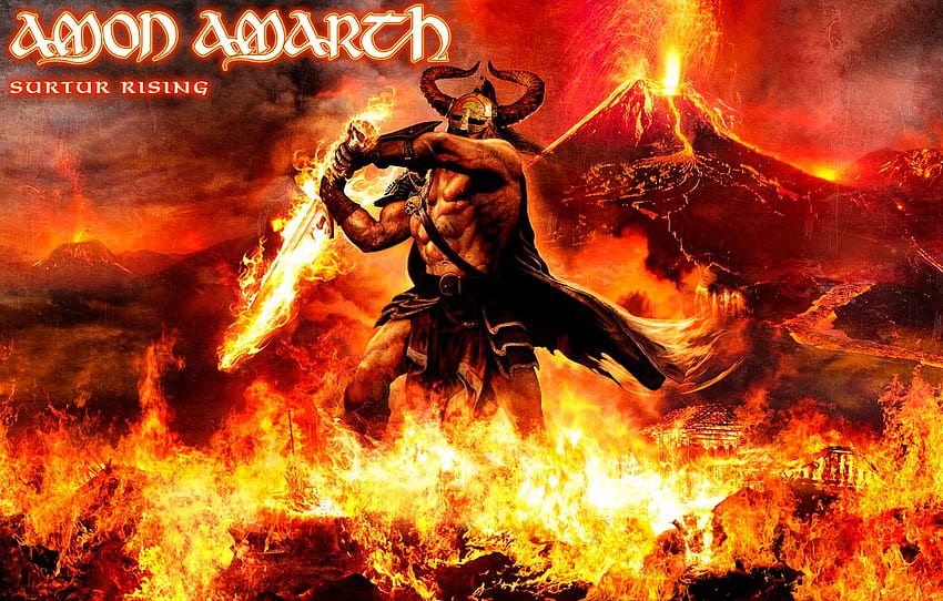 Fire, The volcano, Amon Amarth, Giant, Surtur Rising for , section музыка HD wallpaper