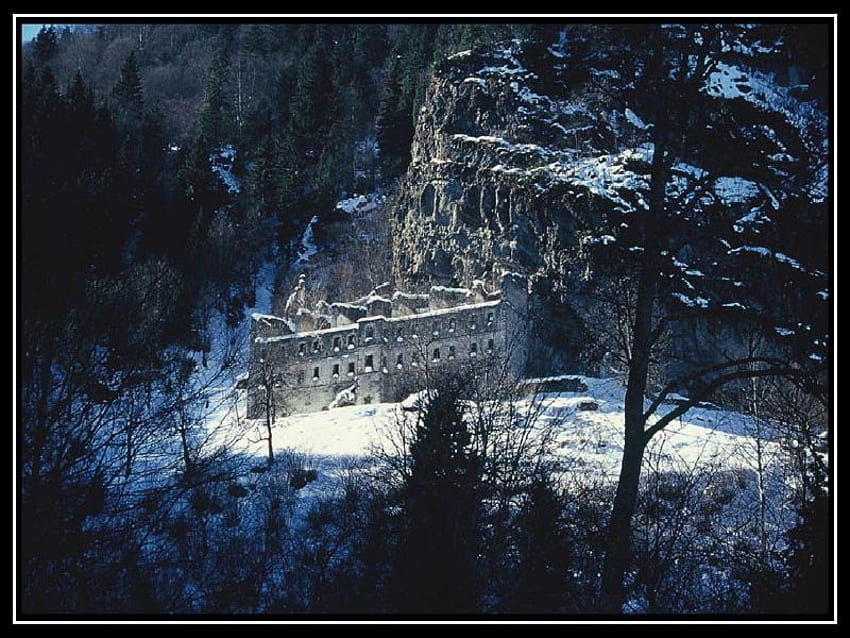 monastero di vaselion a trabzon, tacchino, inverno, monastero, tacchino Sfondo HD