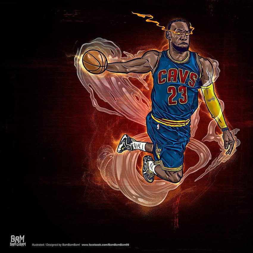 Ilustracja LeBron James Heat Seeking Vision – z obręczą, animowany LeBron James Tapeta na telefon HD