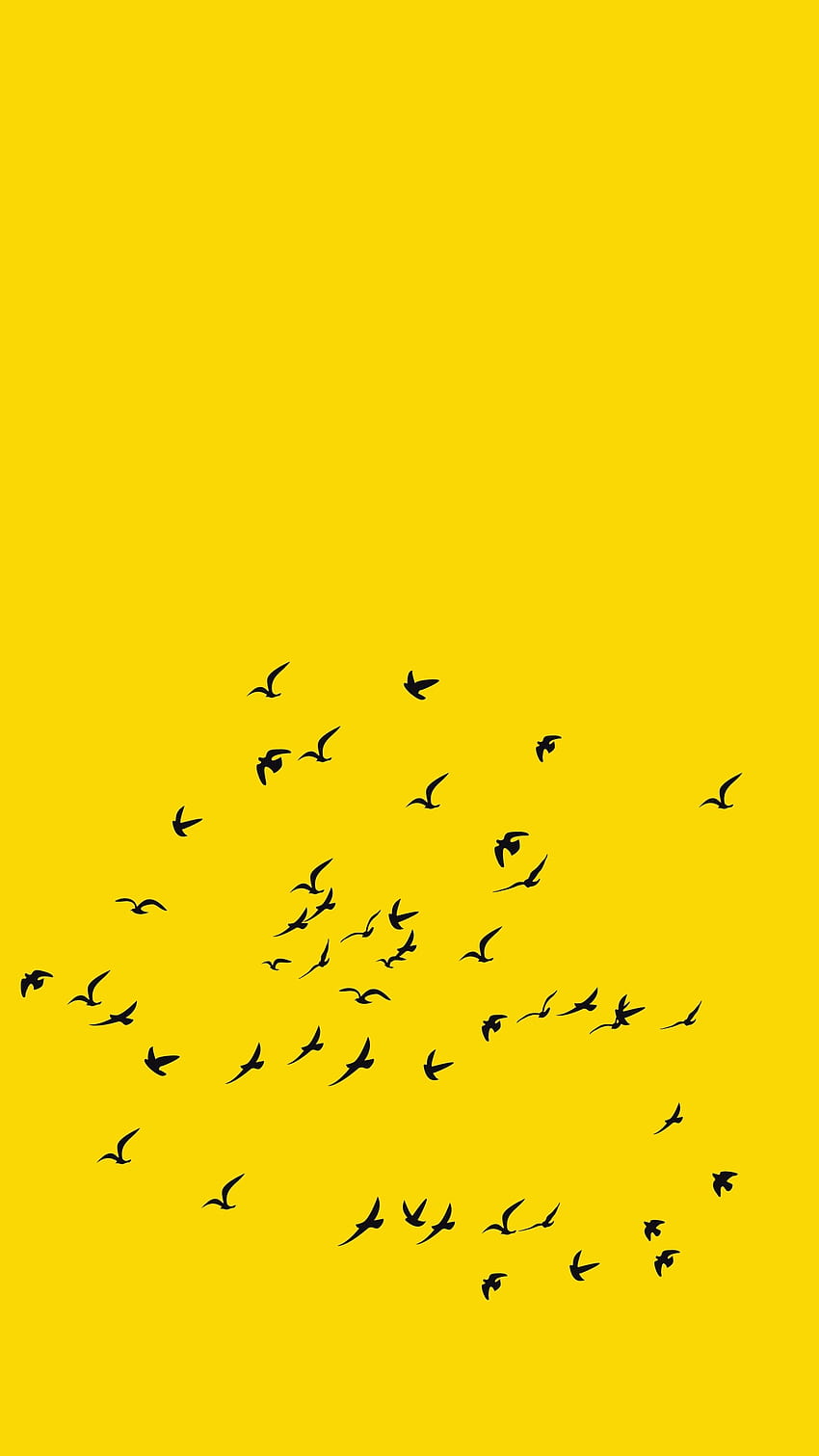Yellow Aesthetic, Yellow Aesthetic Birds Painting HD phone wallpaper
