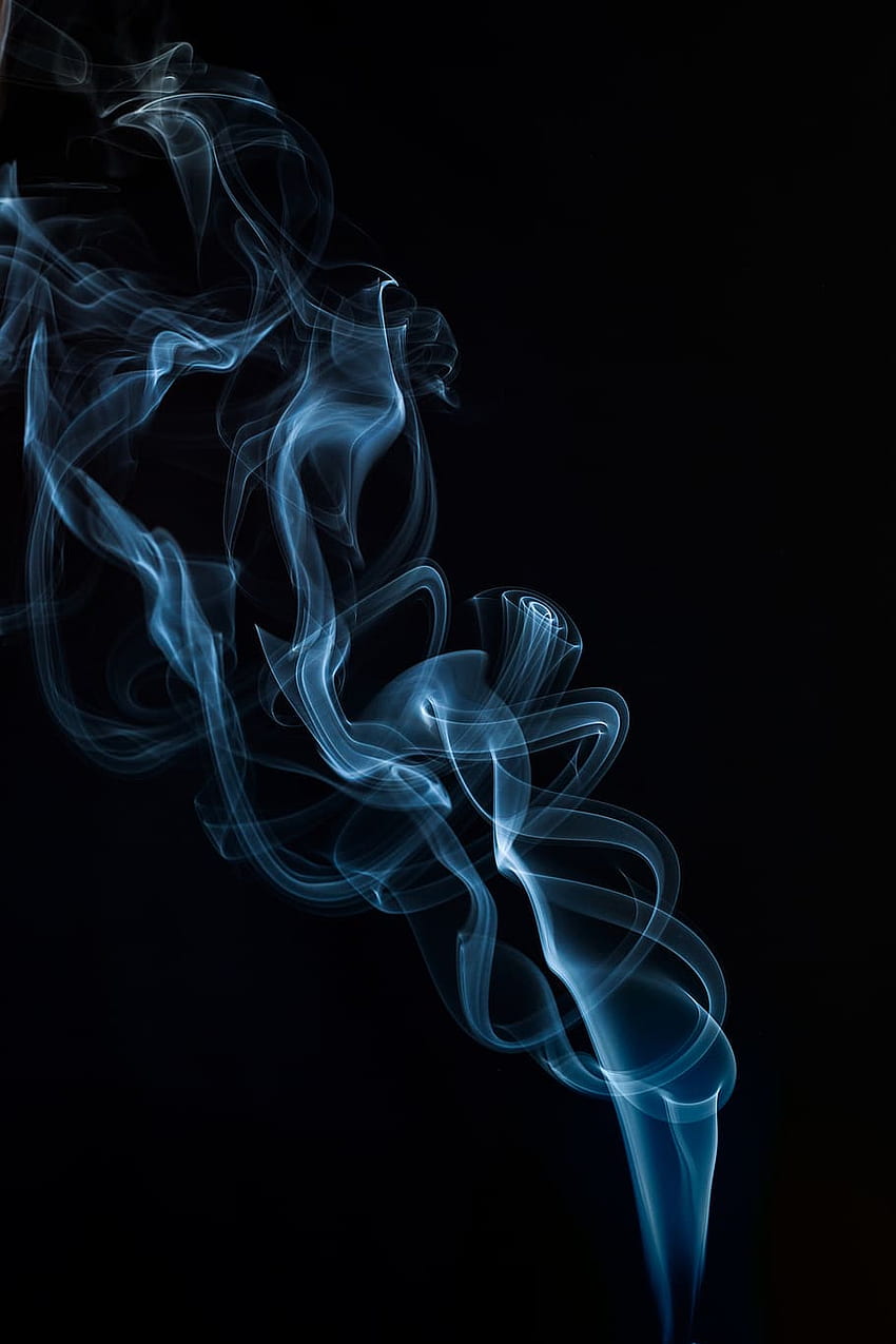 blue smoke , , , iphone , samsung , studio shot, smoke - physical structure, black background, CC0, public domain, royalty, Abstract Smoke HD phone wallpaper