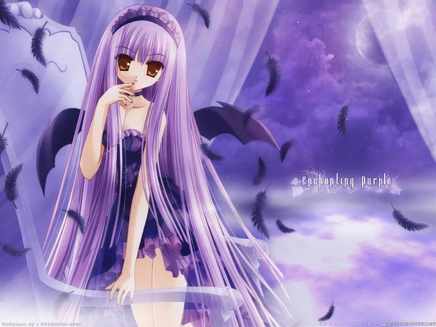 Anime Purple Girl, fioletowy, dziewczyna, anime Tapeta HD