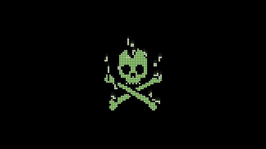 Zielona czaszka hakera, zielona hakerka Tapeta HD