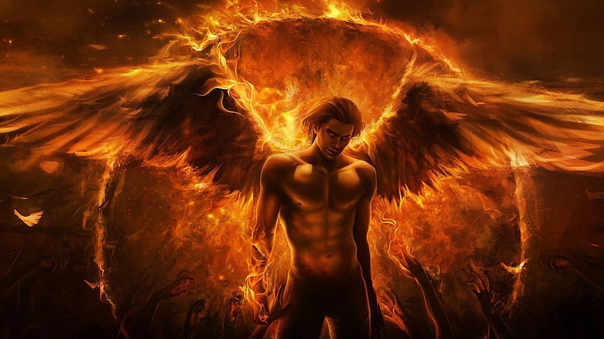 Lucifer illustration, Dark, Angel, Fire, Flame, Hell, Warrior • For You For & Mobile HD wallpaper