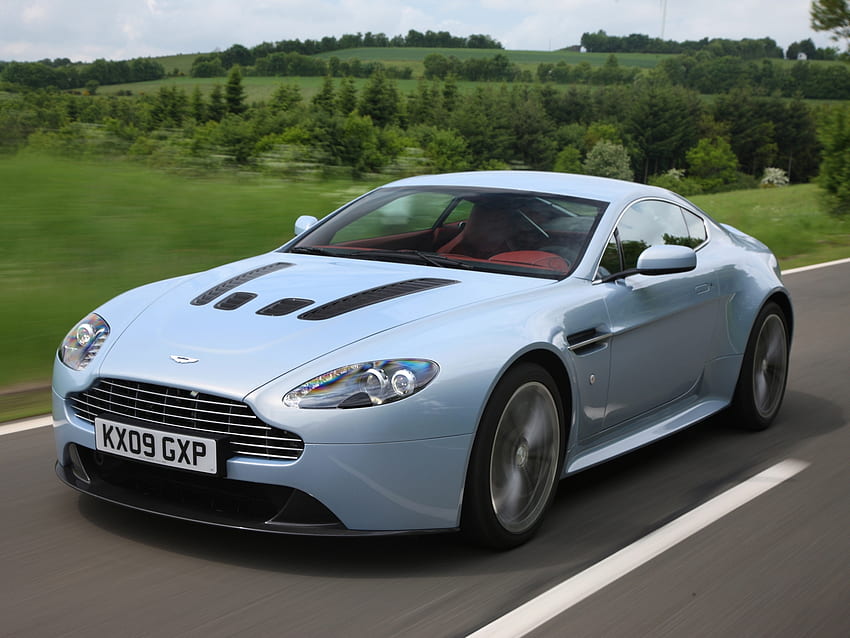 อัตโนมัติ Aston Martin รถยนต์ มุมมองด้านหน้า ความเร็ว สไตล์ Blue Metallic 2009 V12 Zagato Piroda วอลล์เปเปอร์ HD
