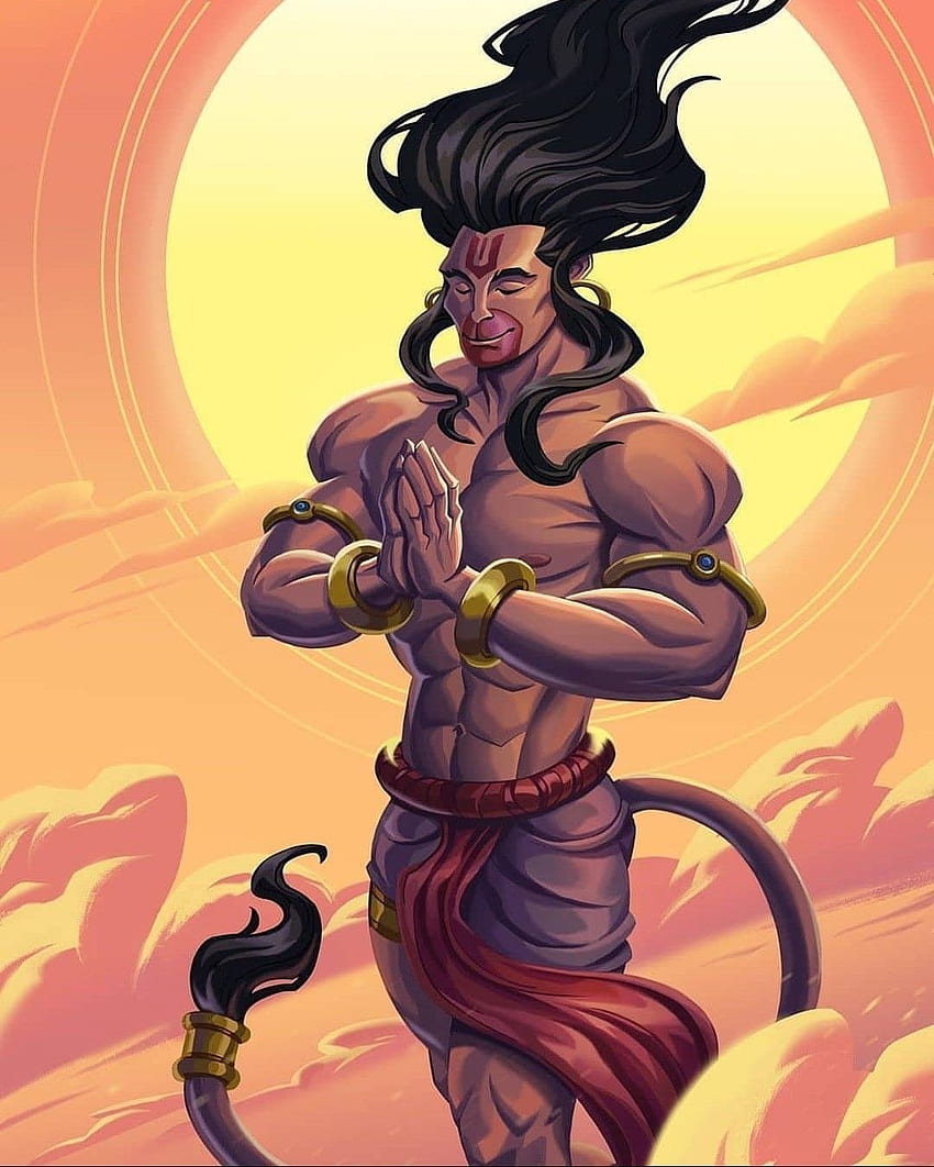 Animowany Hanuman, medytacja Hanumana Tapeta na telefon HD