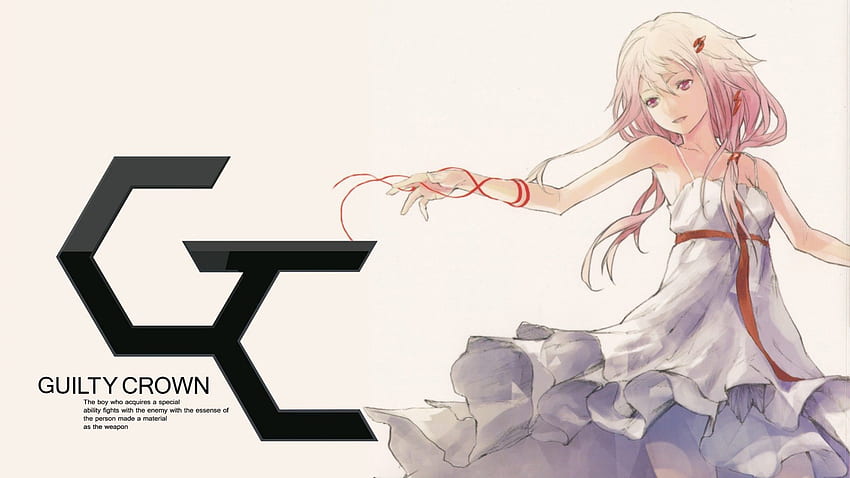Inori~~, Logo, schuldige Krone, rote Augen, Inori, rosa Haare, Kleid, Band HD-Hintergrundbild