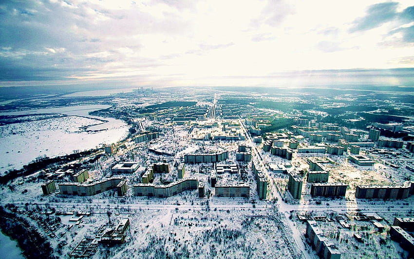 landscapes, winter, cityscapes, Pripyat, Chernobyl, abandoned city, abandoned, cities HD wallpaper