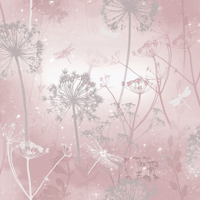 Arthouse Damselfly Pink Blush Glitter Luxury Floral Feature 692305. Little Yellow Bird Papel de parede de celular HD