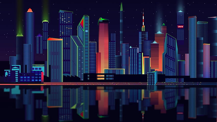 city, vector, panorama , v HD wallpaper