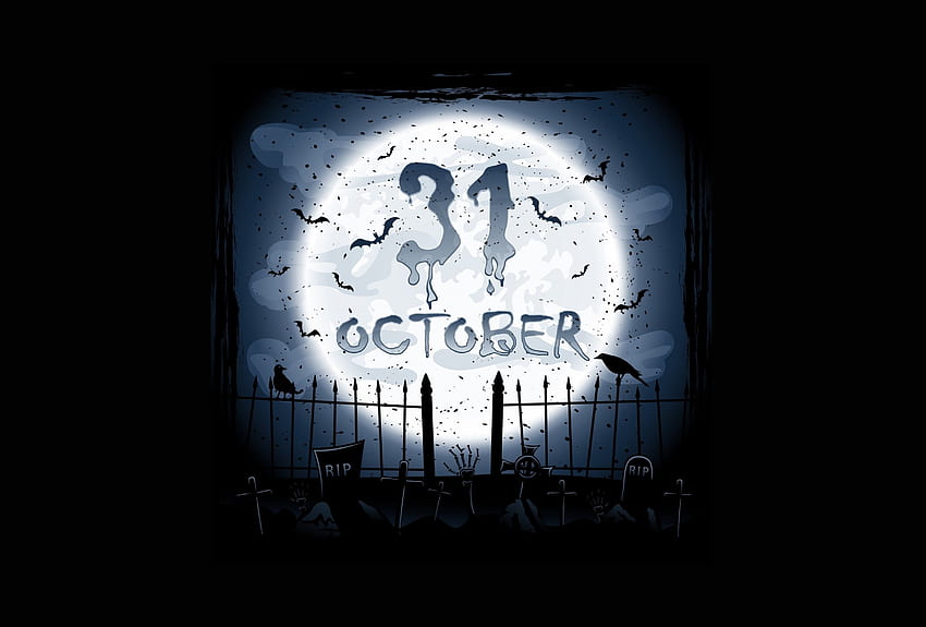 31 ottobre, notte, halloween, luna, recinto Sfondo HD