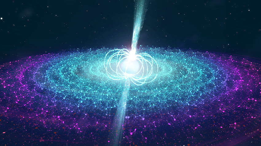 高磁気中性子星が予期せず物質の噴流を発射. 天文学、パルサー宇宙 高画質の壁紙