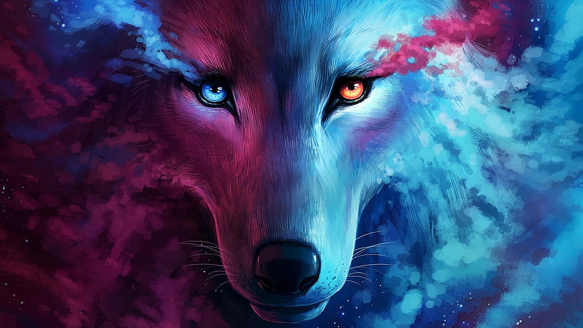 De azul, cores, olho, fantasia, fumaça, lobo - lobo roxo papel de parede HD