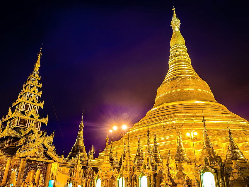 Pagoda Shwedagon Di Malam Hari Di Yangon Myanmar Burma Android Untuk Anda Atau Telepon, Kuil Myanmar Wallpaper HD