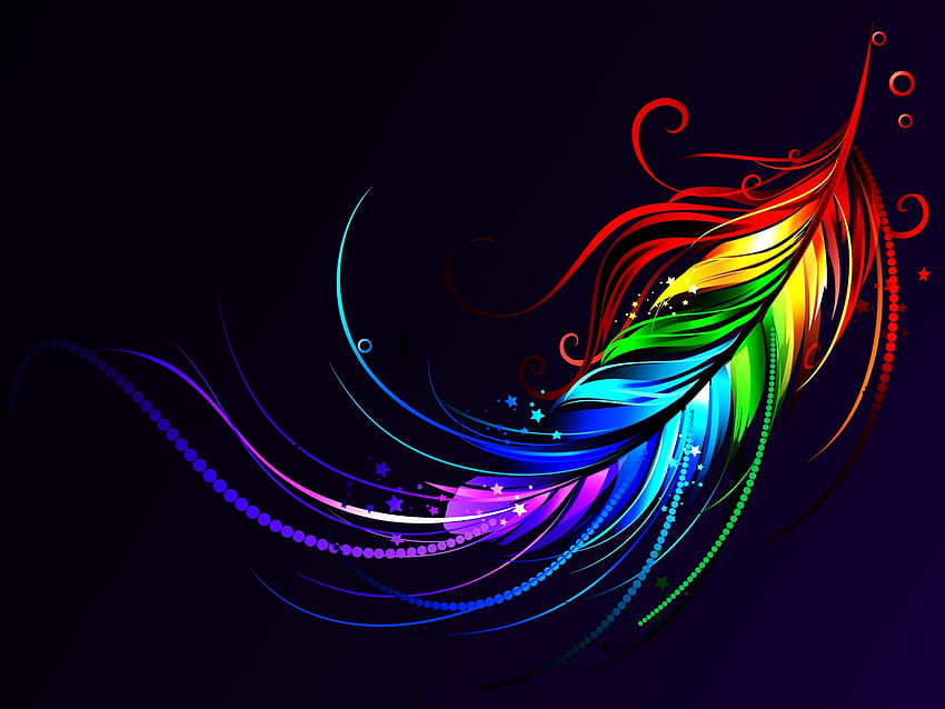 Colors, colorful, feather, abstract HD wallpaper