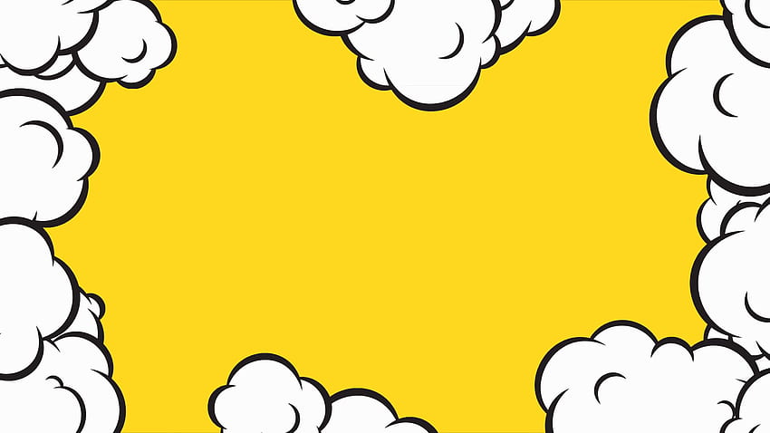 Cuadro de animación de nubes de arte pop de dibujos animados. diseño de movimiento en amarillo, Pink Pop Art fondo de pantalla