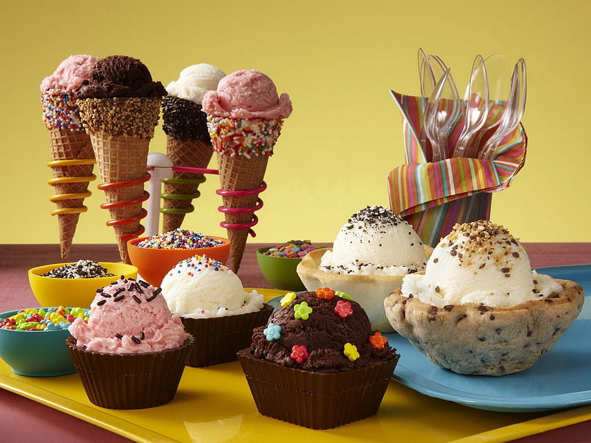 Lebensmittel, Dessert, Eiscreme, süß, sortiert, Leckerei, Portionen HD-Hintergrundbild