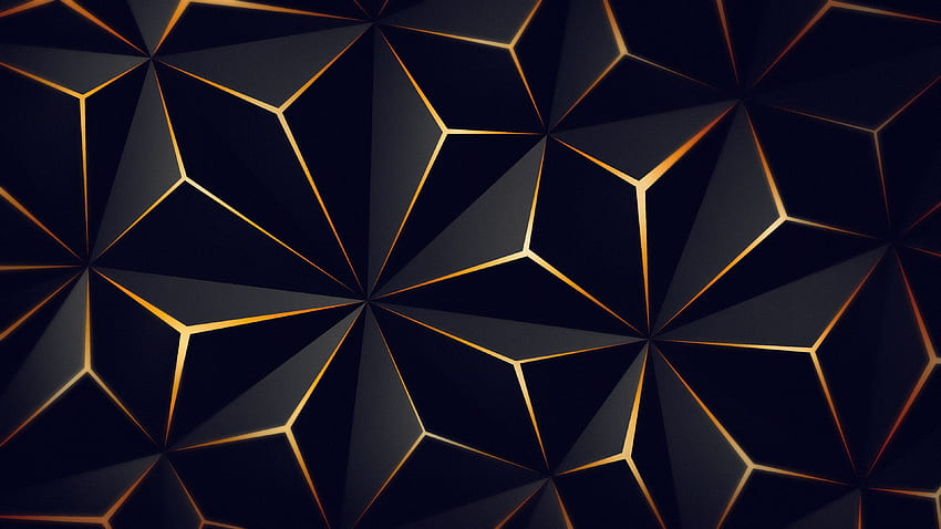 Триъгълник плътно черно злато Триъгълник плътно черно злато. Оптична илюзия, , абстрактна, черна и златна шарка HD тапет