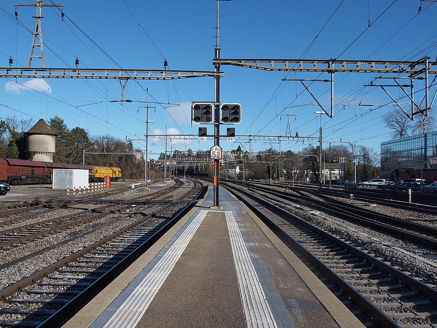 nyon, olympus, platform, train station HD wallpaper