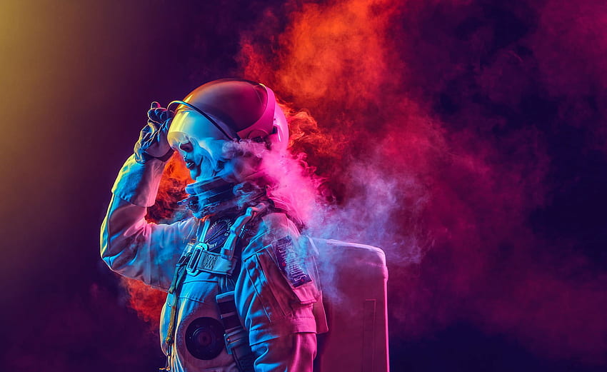 Astronaut, Smoke, Colored Smoke, Nasa, Space • For You For & Mobile, Astronaut Neon Light HD wallpaper