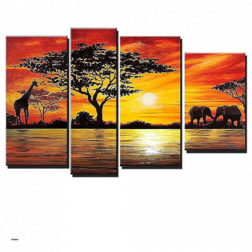 Afrykańska sztuka ścienna Piękne Safari i afrykańskie dekoracje do domu, afrykańskie malarstwo pejzażowe Tapeta na telefon HD