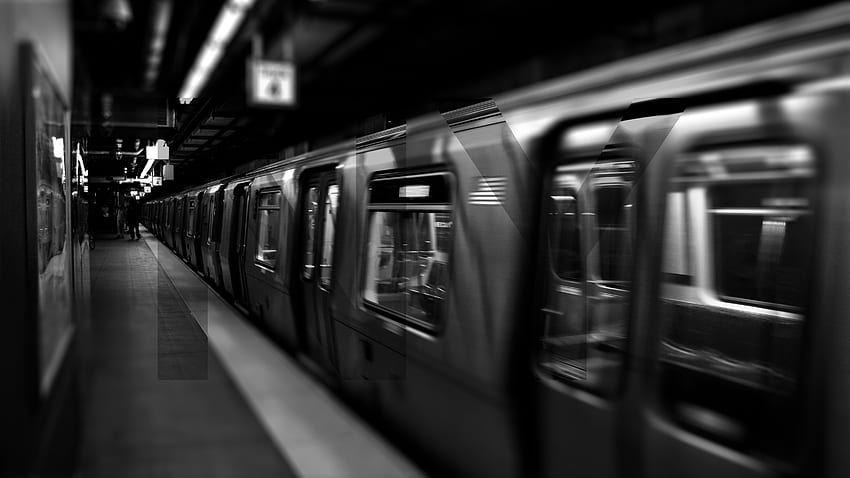 General New York City underground subway metro train monochrome vehicle. Train , , Grayscale HD wallpaper