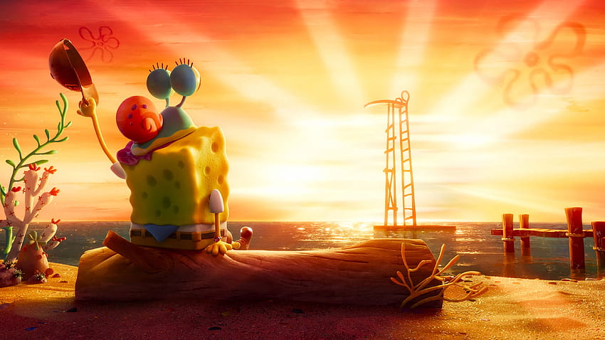 SpongeBob Near Sunset Resolution HD wallpaper