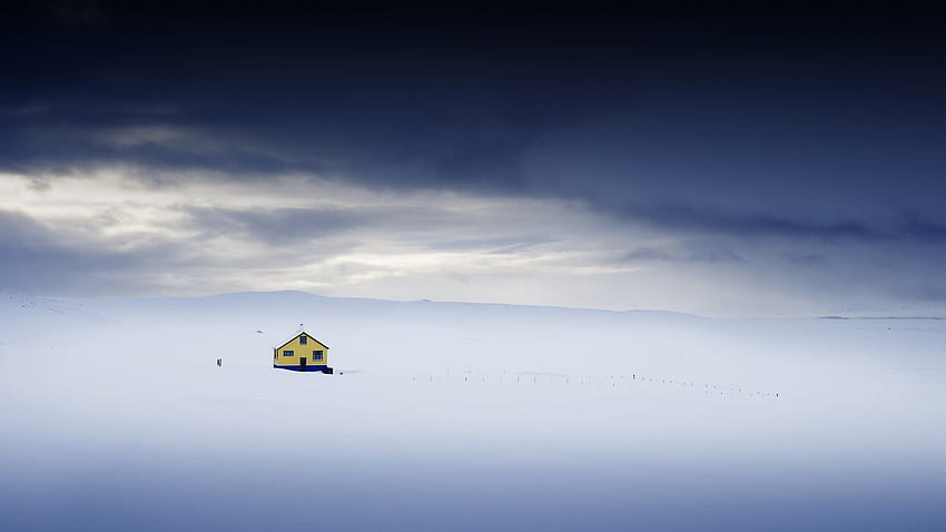 Alone House On Top Of Ice Mountains, Nature HD wallpaper