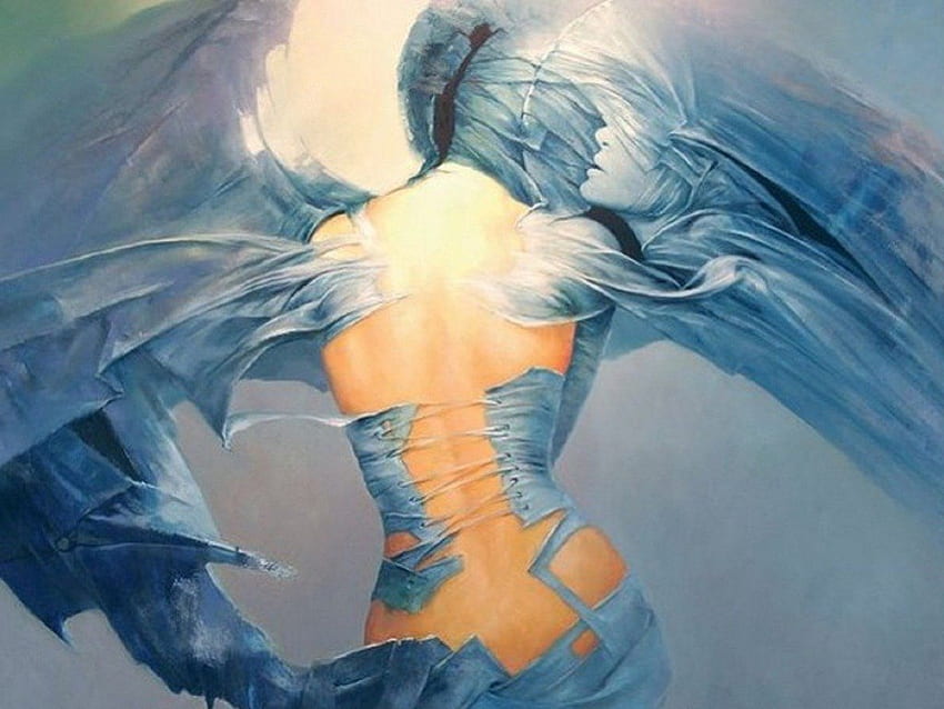 Angel - por Karol Bak, pintura, fantasia, arte, artista, anjo papel de parede HD