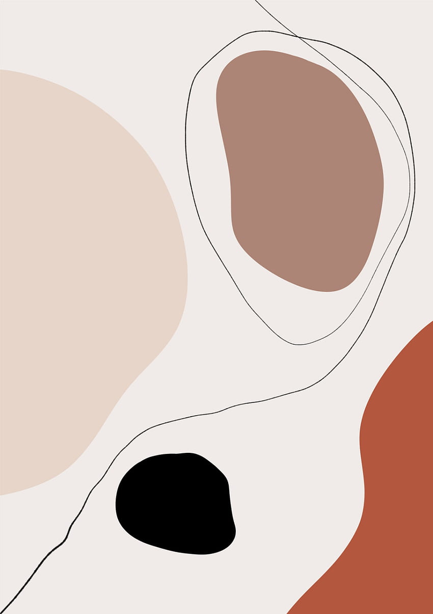 Arte de estampados florales, abstracto, marrón minimalista. fondo de pantalla del teléfono